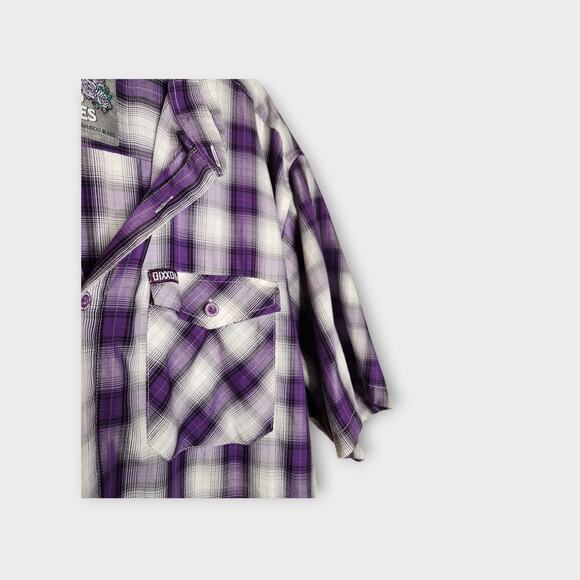 Dixxon 65 Roses Purple Plaid Short Sleeve Button Down Shirt Men's 3X - Picture 5 of 9